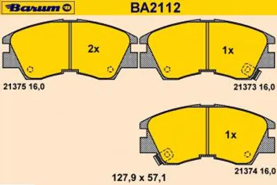 Produktbild von BARUM Bremsbelagsatz, Scheibenbremse  BA2112