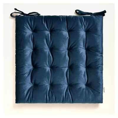 Produktbild von Stuhlkissen 40 x 40 x 4,5 cm mit Bändern, Zierkissen für Stühle, Boden- und Bodenkissen, für Outdoor und Indoor, Dunkelblau, 1 Stück