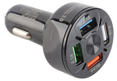 Zdjęcie produktu dla Adapter do ładowarki samochodowej 4 w 1, moc wyjściowa 7 A / 35 W, szybkie ładowanie, mini ładowarka samochodowa z 4 portami USB