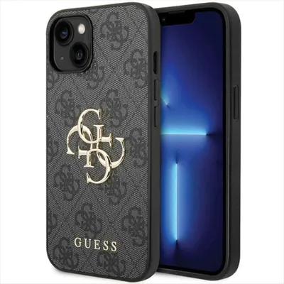 Produktbild von Guess Apple iPhone 15 Schutzhülle Hülle Cover Case Tasche 4G Metal Logo Grau