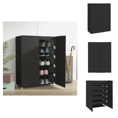Image de vidaXL Armoire à chaussures noire 60x28x90 cm Tissu - Étagères à chaussures & Armoires à chaussures