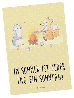 Produktbild von Mr. & Mrs. Panda Postkarte Sommer Sonntag - Gelb Pastell - Geschenk, Summer Vibes, Sommergefühle, Natur, Strand, Lebensfreude, Grußkarte, Sommerferien, Postkarten, Motive
