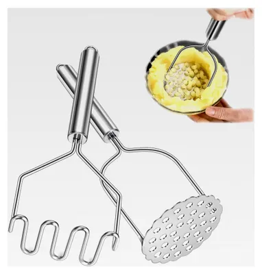 Produktbild von 2 Stück Kartoffelstampfer aus Edelstahl, für die Zubereitung von Kartoffelpüree und Gemüse