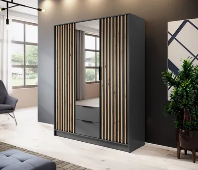 Produktbild von Kleiderschrank "Nelly" Drehtürenschrank graphit Artisan Eiche Breite 155cm