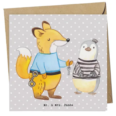 Produktbild von Mr. & Mrs. Panda Glückwunschkarte Justizvollzugsbeamter Herz - Grau Pastell - Geschenk, faltkarte, Klappkarte, Gefängnis, Grußkarte, Gefängniswärter, doppelkarte