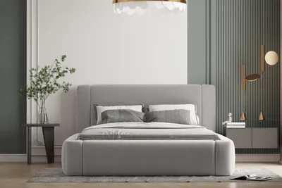 Produktbild von Polsterbett OLAF 120 x 200  mit Matratze, Bettkasten und Lattenrost. Farbe: Grau