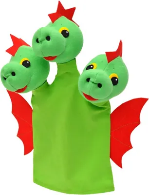 Image de Marionnette dragon à trois têtes, 31 cm