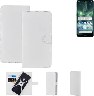 Produktbild von K-S-Trade Handy Hülle Schutz Hülle kompatibel mit Nokia 7.2 Cover Case Bookstyle Bumper weiß 1x