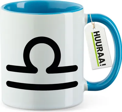 Produktbild von Huuraa Kaffeetasse Waage Sternzeichen Zeichen 330ml Blau Keramik Kaffeebecher Geschenkidee