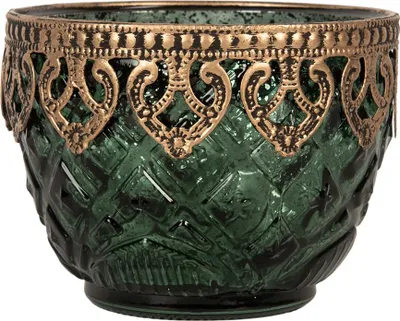 Produktbild von Clayre & Eef Teelichthalter Ø 10x8 cm Grün Glas
