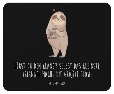 Produktbild von Mr. & Mrs. Panda Mauspad Triangel Klang - Schwarz - Geschenk, laptop mousepad, Mouse Pad, Instrument lernen, Musiker, Musikinstrument, Show, mausteppich, Musik, pc