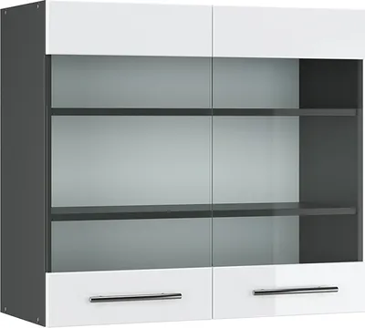 Produktbild von Vicco Küchenglasschrank Fame-Line, 80 cm, Weiß Hochglanz/Anthrazit