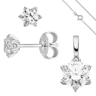 Produktbild von Schmuck-Set Stern 333 Gold Weißgold mit Zirkonia und Kette 45 cm
