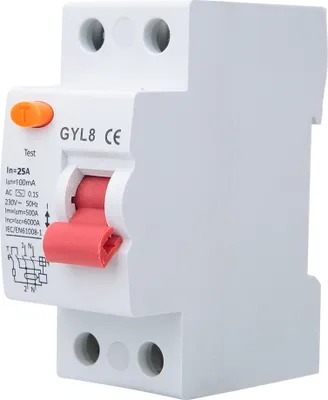 Zdjęcie produktu dla Wyłącznik różnicowoprądowy (2P) do urządzeń elektrycznych, 25 A/40 A/63 A, 230 V AC, 25 A