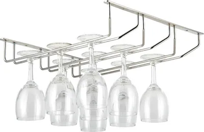 Produktbild von 34,5x33x26,7cm Glass Rail | Glass Rack Wall Mounting | 3 Rows Bar Rail | Champagne Glass Holder | Wine Glass Holder Ceiling Mounting | Wine Glass Holder | Glass Holder for Home, Bar, Cafe