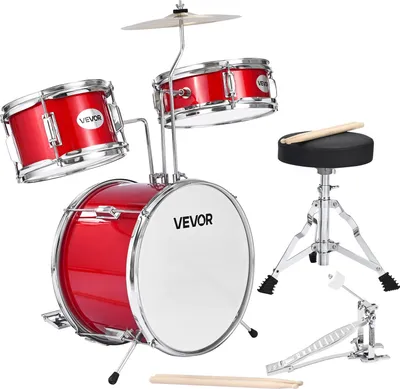 Produktbild von VEVOR Schlagzeug Set, 3-teilig, Drum Kit mit 35,6 cm Bassdrum, 25,4 cm Snare-Drum und 20,3 cm Tom-Toms, Musik-Lern-Schlagzeug-Instrumenten-Set