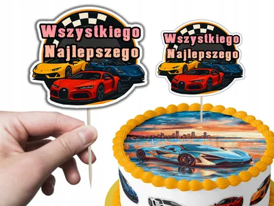 Zdjęcie produktu dla TOPPER NA TORT ozdoba dekoracja urodziny torcik SUPER SAMOCHODY AUTA