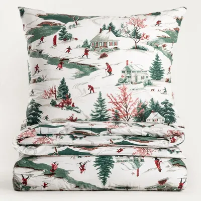 Produktbild von HOMLA CORTINA Weihnachtsmuster Baumwollbettwäsche 160x200 + 2*70x80 cm