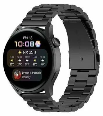 Produktbild von By Qubix Edelstahl-Gliederarmband - Schwarz - passend für Huawei Watch 5 - 46 mm