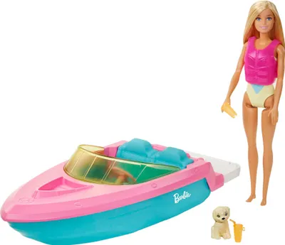 Image de Poupée Barbie MATTEL + ensemble bateau à moteur GRG30