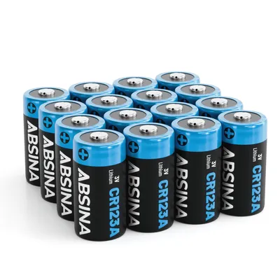 Produktbild von ABSINA 16x CR123A 3V Lithium Batterie - Batterie CR123A auslaufsicher & mit langer Haltbarkeit - CR123 mit 1300mAh