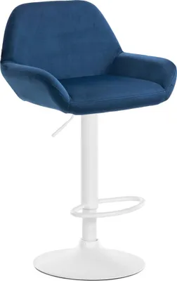 Produktbild von CLP Barhocker Braga Samtbezug mit Metallgestell, höhenverstellbar und drehbar blau Gestell Farbe weiß