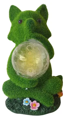 Garten-Vos mit LED-Licht, Solar, 24,5 cm, Kunstmoos