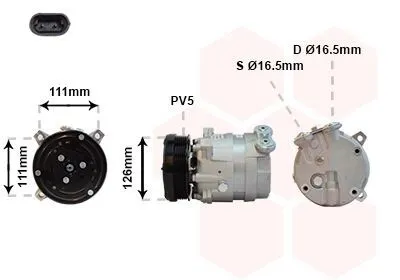 Produktbild von VAN WEZEL 3700K280 Klimaanlage Klimakompressor PAG 46 R134a für OPEL Astra F CC (T92) Calibra A (C89) Vectra A Limousine (J89) Astra F Limousine (T92)