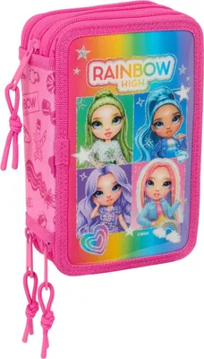 Produktbild von Dreifaches Federmäppchen Rainbow High Shine Bunt 12,5 x 19,5 x 5,5 cm 37 Stücke