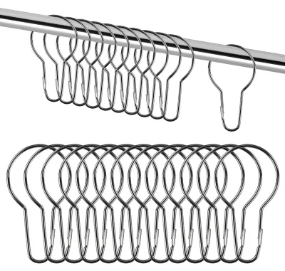Imagen del producto de Anillos para cortina de ducha de acero inoxidable, 27 unidades, 70 x 40 mm, para barras de cortina de ducha