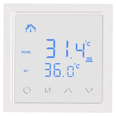 Image de Thermostat intelligent 16 A pour chauffage au sol, avec écran tactile LED - Blanc