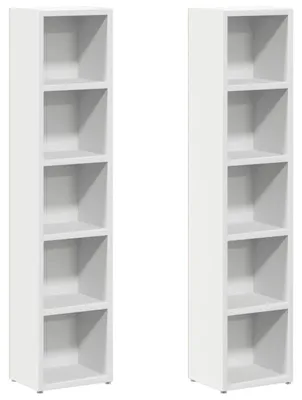 Produktbild von Bücherregal Standregal Aktenregal 2 Stück Weiß 21 x 16 x 93,5 cm 5 Fächer Spanplatte