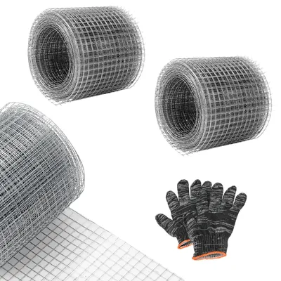 Drahtgitter 2 Rollen 10 cm x 6 m, feinmaschig 7 mm, mit Handschuhen