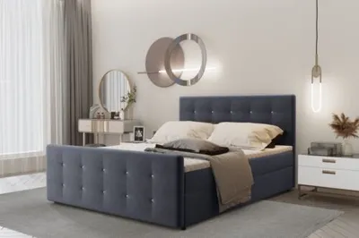 Produktbild von Kaiser Möbel Boxspringbett 100x200 mit bettkasten und matratze+topper, Schlafzimmerbett AMORDunkelgrau