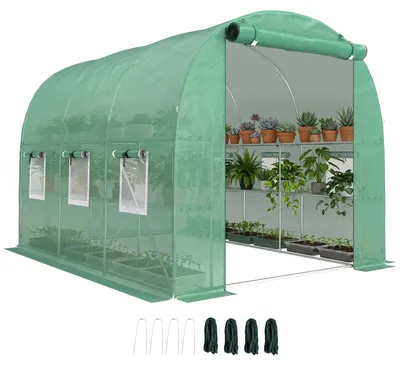 Produktbild von Outsunny Gewächshaus ca. 2,7 x 2 x 2 m Foliengewächshaus mit Regalen Grün