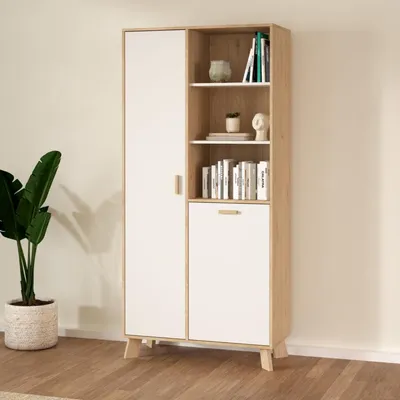 Productafbeelding van Wandkast Ikast Wit Jackson Hickory - Giga Living