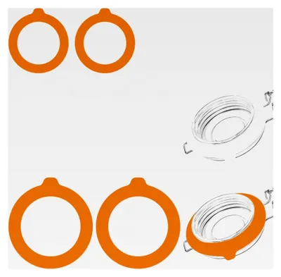 Produktbild von Gummiringe für Weck- und Einmachgläser, 8 Stück Ø 7 cm & 8,9 cm, Weiß und Orange – Dichtungsringe für Glasdeckel