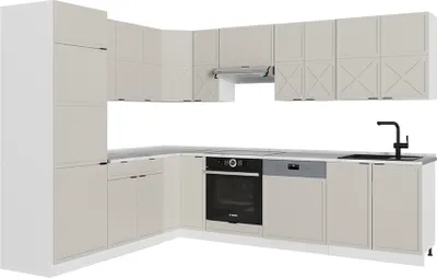 Image de Cuisine en angle Vicco Fame-Line GrisBeige/Blanc 287x60cm , PT Marbre, Model 50536