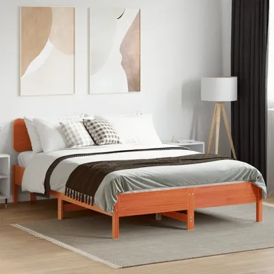 Productafbeelding van Maison Exclusive - Massief houten bed zonder matras, in de kleur wasbruin, afmetingen 150x200 cm, gemaakt van grenenhout