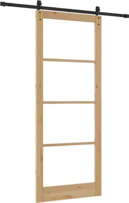 Immagine prodotto di Porta scorrevole vidaXL, 93 x 232 cm, legno massello di pino e vetro, finitura naturale