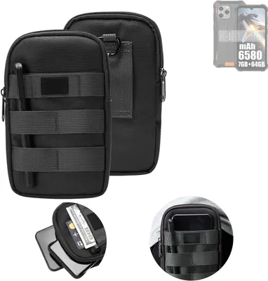 Produktbild von K-S-Trade Holster Gürtel Tasche kompatibel mit Blackview BV5300 Pro Handy Tasche Schutz Hülle dunkel-grau viele Fächer, 1x