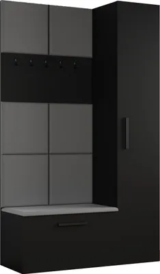 Produktbild von Masseno Garderobe-Set MODULO 120,6/204/40 cm Modern Garderobenschrank Schwarz