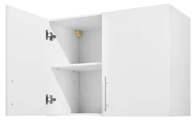 Immagine prodotto di Mobiletto da parete per la lavanderia, pensile a 2 ripiani con ripiano regolabile, armadietto con 2 ante, ideale per bagno, cucina o lavanderia, dimensioni 40,6 x 81,3 x 61 cm (profondità x larghezza x altezza), colore bianco