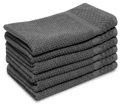 Produktbild von PHLOX Gästetücher Set - Popcorn Soft Kollektion - 30x50 cm - 6 Teilig - 100% Baumwolle - 500 g/m² - Weich - Saugfähig - Green - Anthrazit