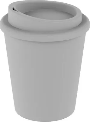 Obrázek produktu pro Opakovaně použitelný kelímek na kávu "Premium" malý - 250 ml kelímek na pití z dvoustěnného plastu s bezpečným šroubovacím víčkem - Vyrobeno v Německu - Bílý