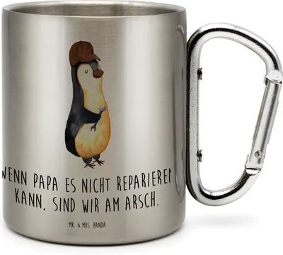 Produktbild von Mr. & Mrs. Panda Thermobecher Wenn Papa es nicht reparieren kann, sind wir am Arsch - Transparent - Geschenk, Vatertag, Teebecher, Edelstahlbecher, Muttertag, Pinguin