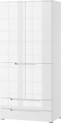 Produktbild von Furniture24 Kleiderschrank Selene 28 Schrank 2 Türiger Wohnzimmerschrank Weiß Schrank mit 2 Schubladen