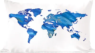 Produktbild von MuchoWow® Zierkissen Sofakissen Wohnzimmer Dekokissen 50x30 cm Weltkarte - Aquarell - Minimalismus - Wohnzimmerdekoration - Polster mit Photo