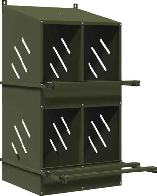 Image de Nichoir à poules avec 4 compartiments vert olive métal