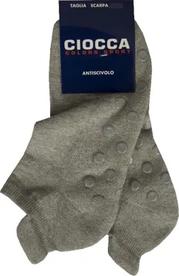 Image de Une paire de chaussettes courtes antidérapantes unies CIOCCA, référence 244 / A., pointures 2-39/42, 9 % polyamide, 1 % Élasthanne, 90 %.polyacrylique